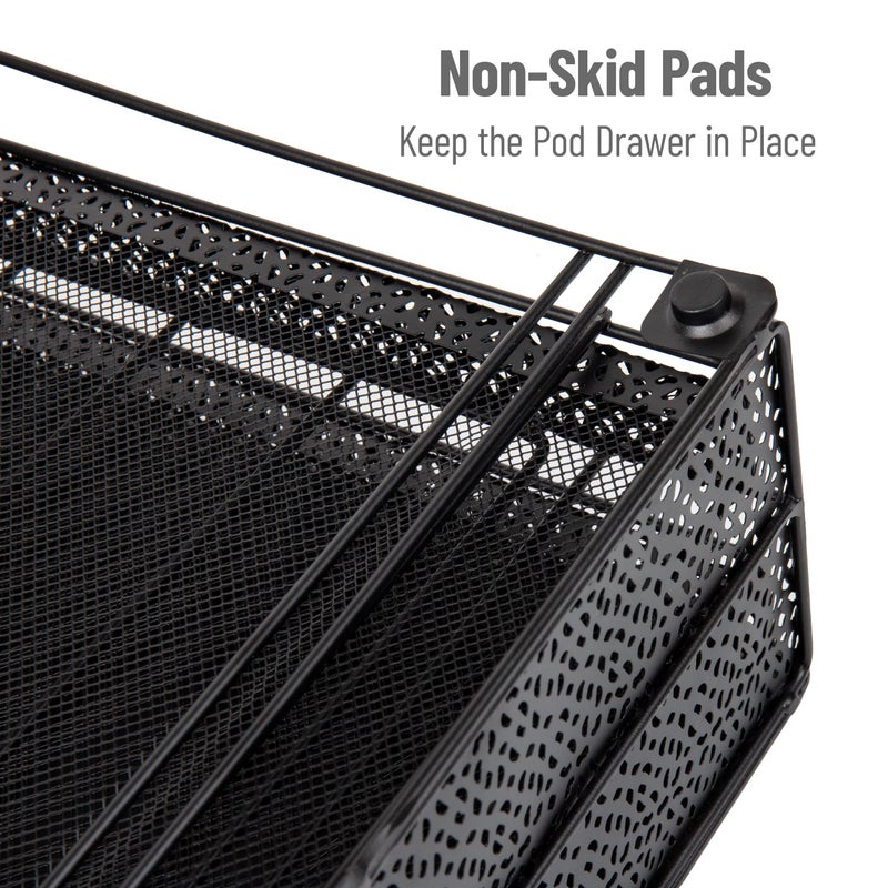 Mind Reader Single Serve Coffee Pod Organizer with 2 Drawers, 72 Pod Capacity, Metal Mesh, 13"L x 12.75"W x 5"H, Black - Image 4